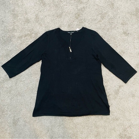 NWT Cable & Gauge Black Sweater with Zipper Size L - Picture 1 of 11